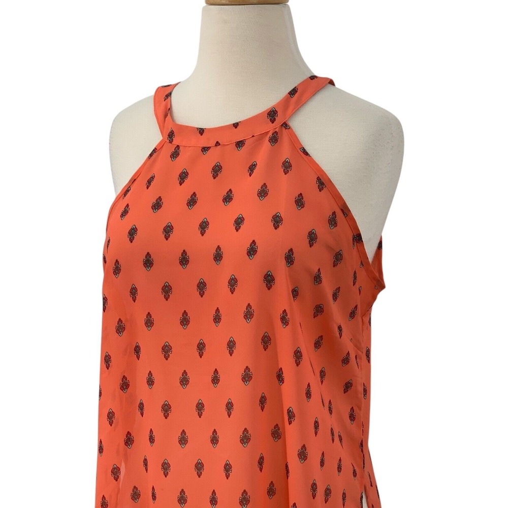 Charlotte Russe Women's Sleeveless Halter Maxi Dress Coral Paisley Print Size L - Picture 3 of 9